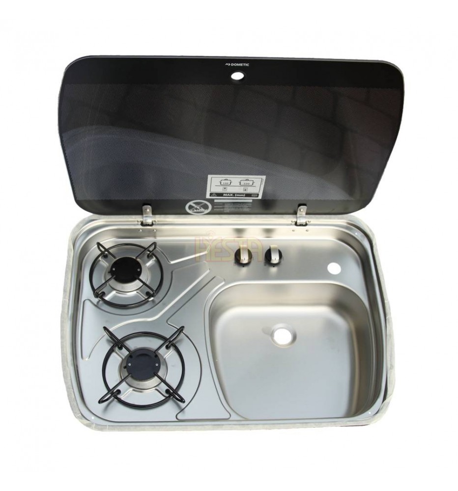 Two-burner hob and sink combination with glass lid HSG2440R Dometic