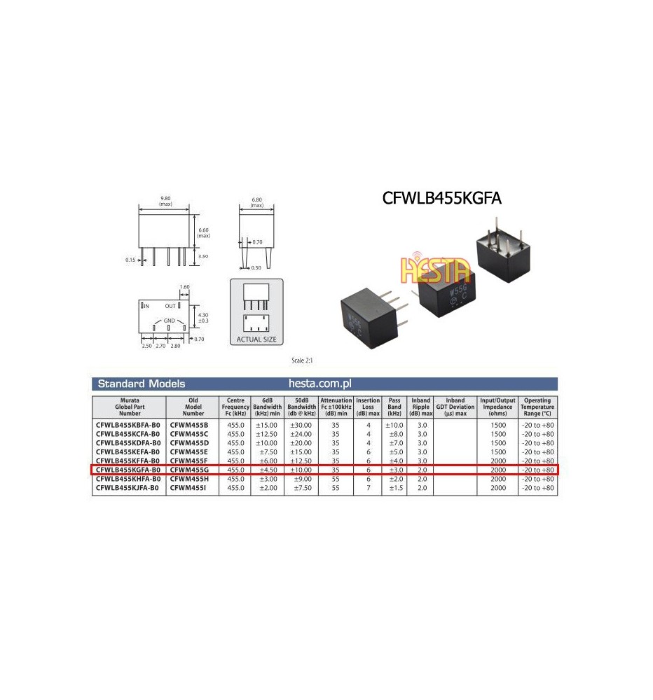 MuRata 455 кГц 455G керамический фильтр типа CFWLB455KGFA